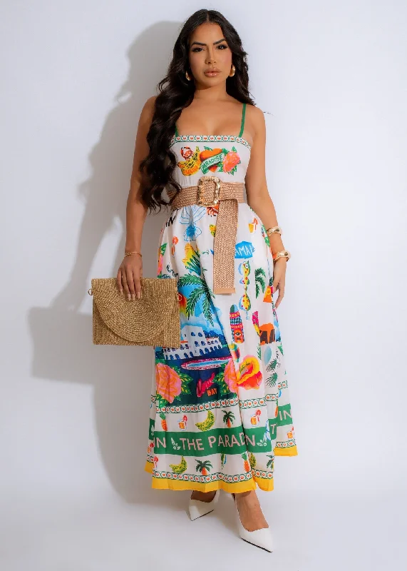 Tropical Paradise Midi Dress Green